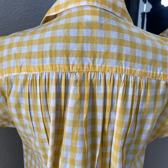 OLD NAVY Yellow Gingham Button Down Short Sleeve Shirt Small - Picture 12 of 14